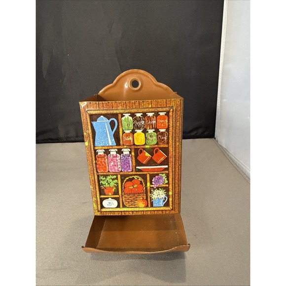 Hallmark Other - Vintage Hallmark Matchbox Holder Wall Mount 1970's Coffee Veggie Floral Brown